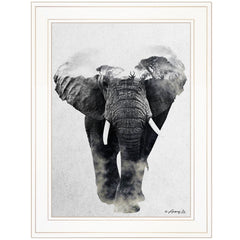 Elephant Walk 1 White Framed Print Wall Art - Homeroots