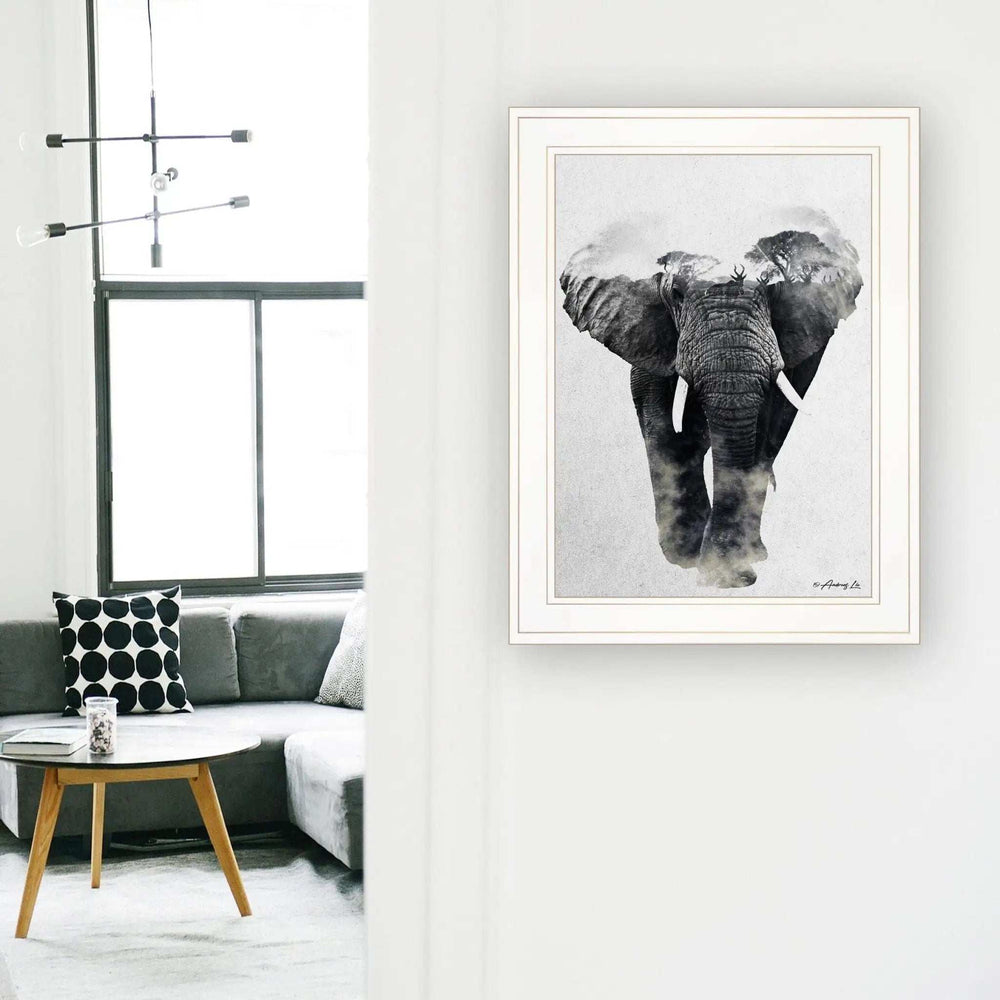 Elephant Walk 1 White Framed Print Wall Art - Homeroots - Flyclothing LLC