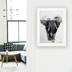 Elephant Walk 1 White Framed Print Wall Art - Homeroots