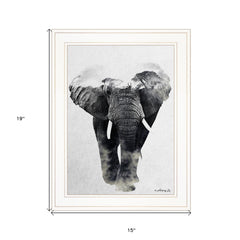 Elephant Walk 1 White Framed Print Wall Art - Homeroots