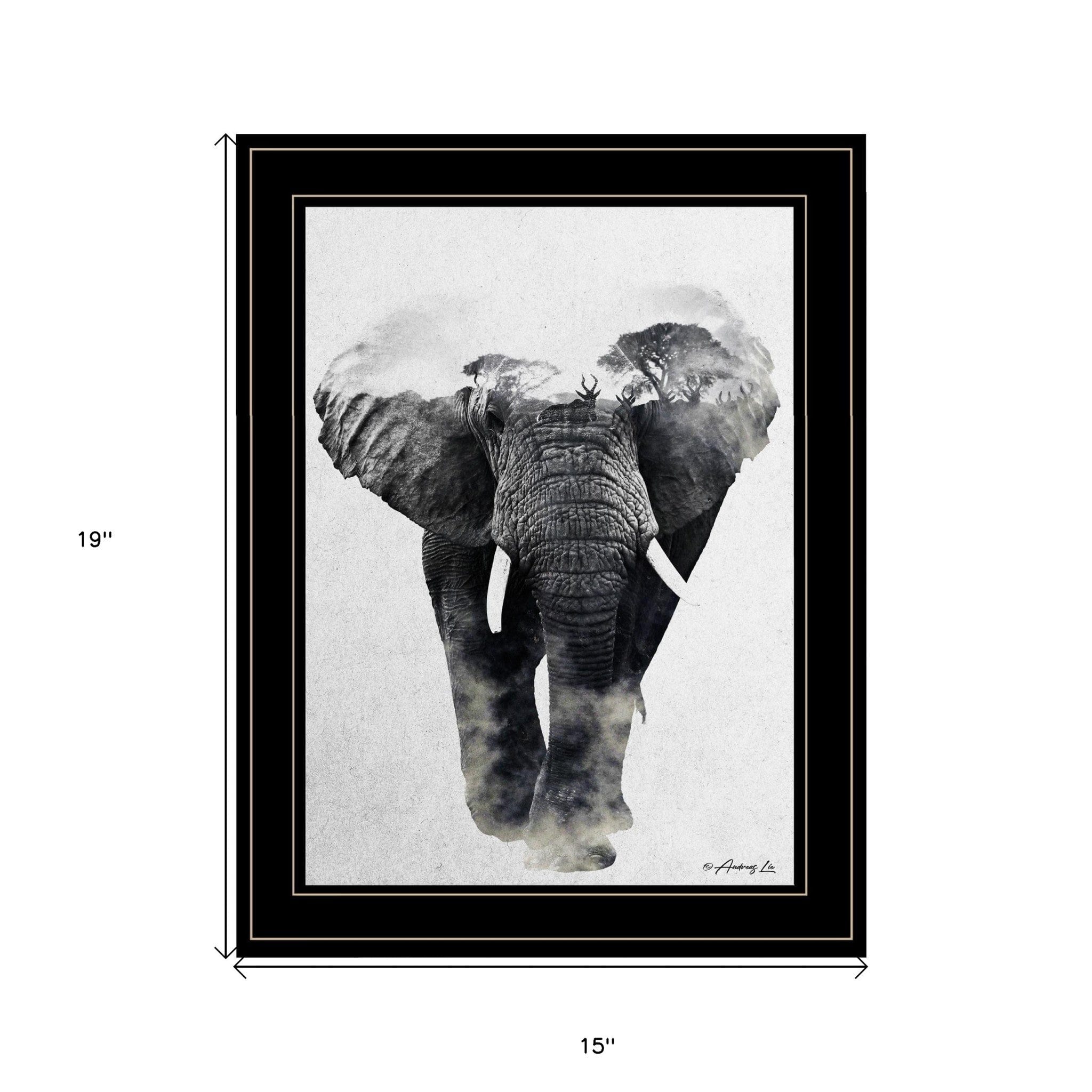 Elephant Walk 2 Black Framed Print Wall Art - Homeroots