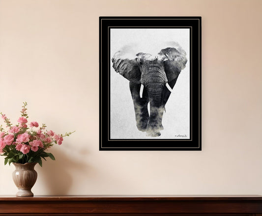 Elephant Walk 2 Black Framed Print Wall Art - Homeroots