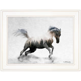 Running White Stallion 1 White Framed Print Wall Art - Homeroots