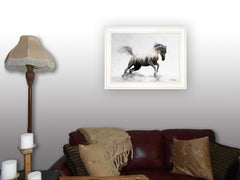 Running White Stallion 1 White Framed Print Wall Art - Homeroots