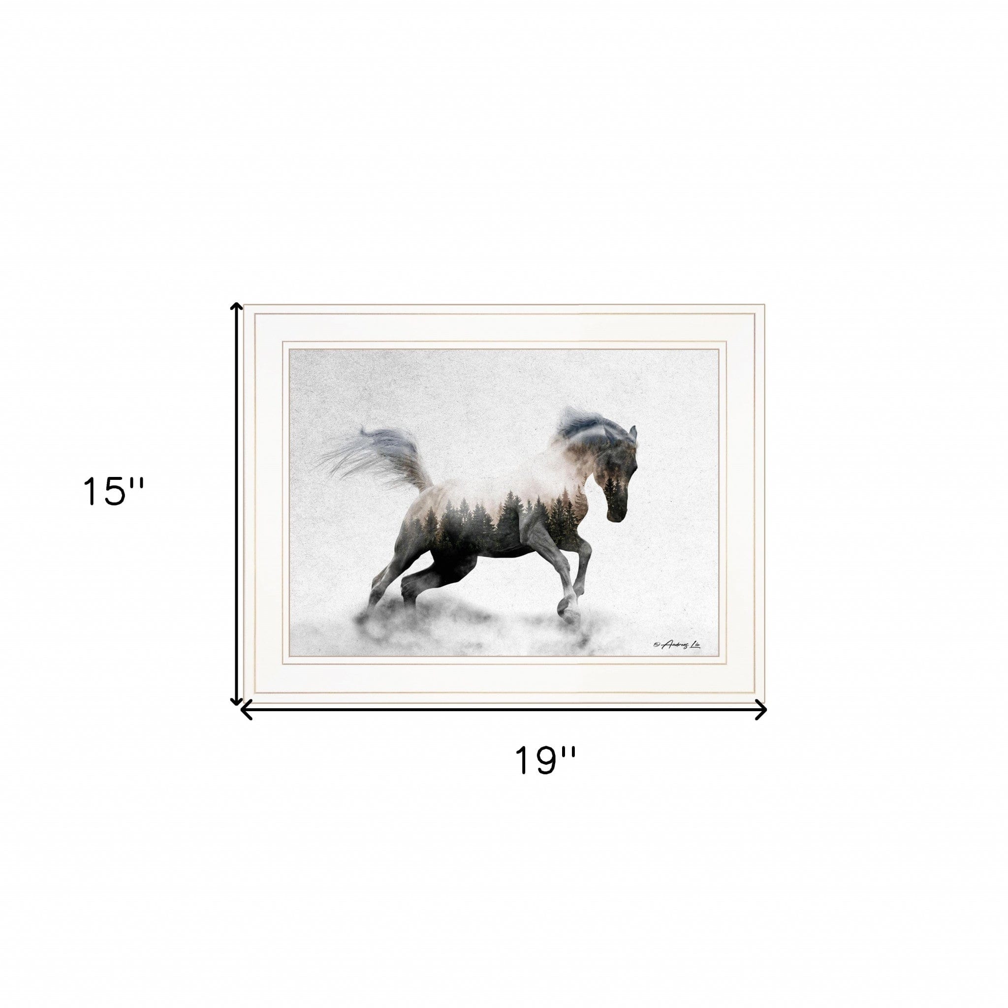 Running White Stallion 1 White Framed Print Wall Art - Homeroots