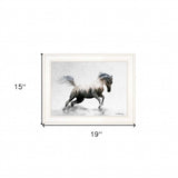 Running White Stallion 1 White Framed Print Wall Art - Homeroots - Flyclothing LLC