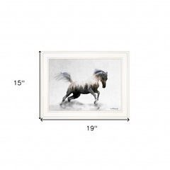 Running White Stallion 1 White Framed Print Wall Art - Homeroots