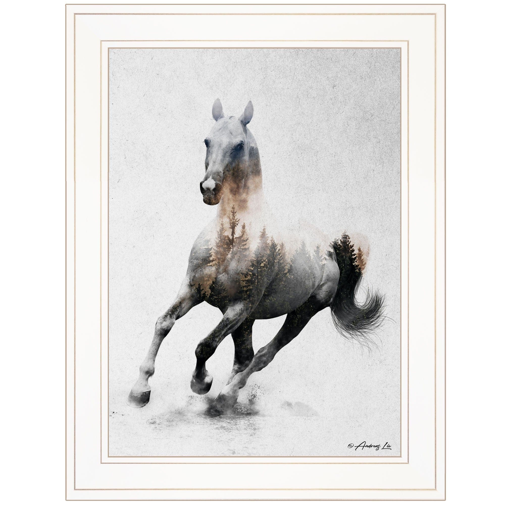 Galloping Stallion 1 White Framed Print Wall Art - Homeroots