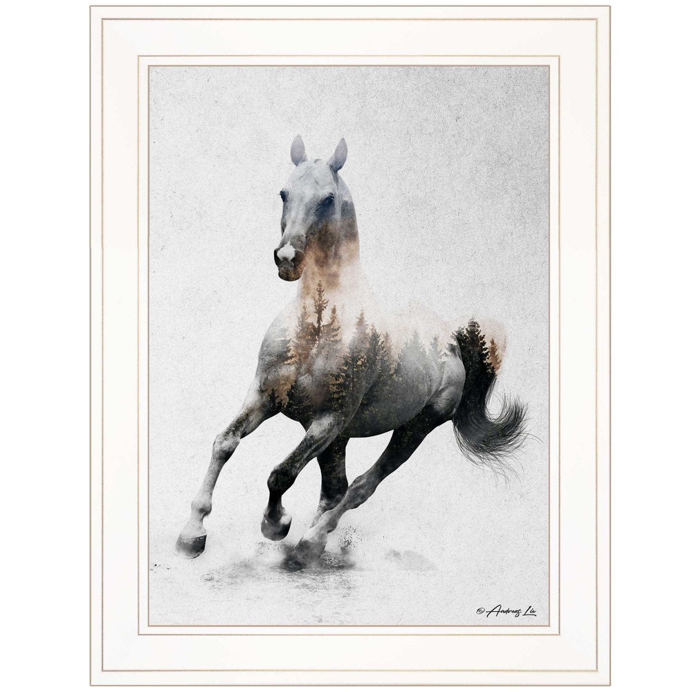 Galloping Stallion 1 White Framed Print Wall Art - Homeroots - Flyclothing LLC