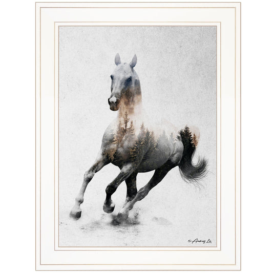 Galloping Stallion 1 White Framed Print Wall Art - Homeroots