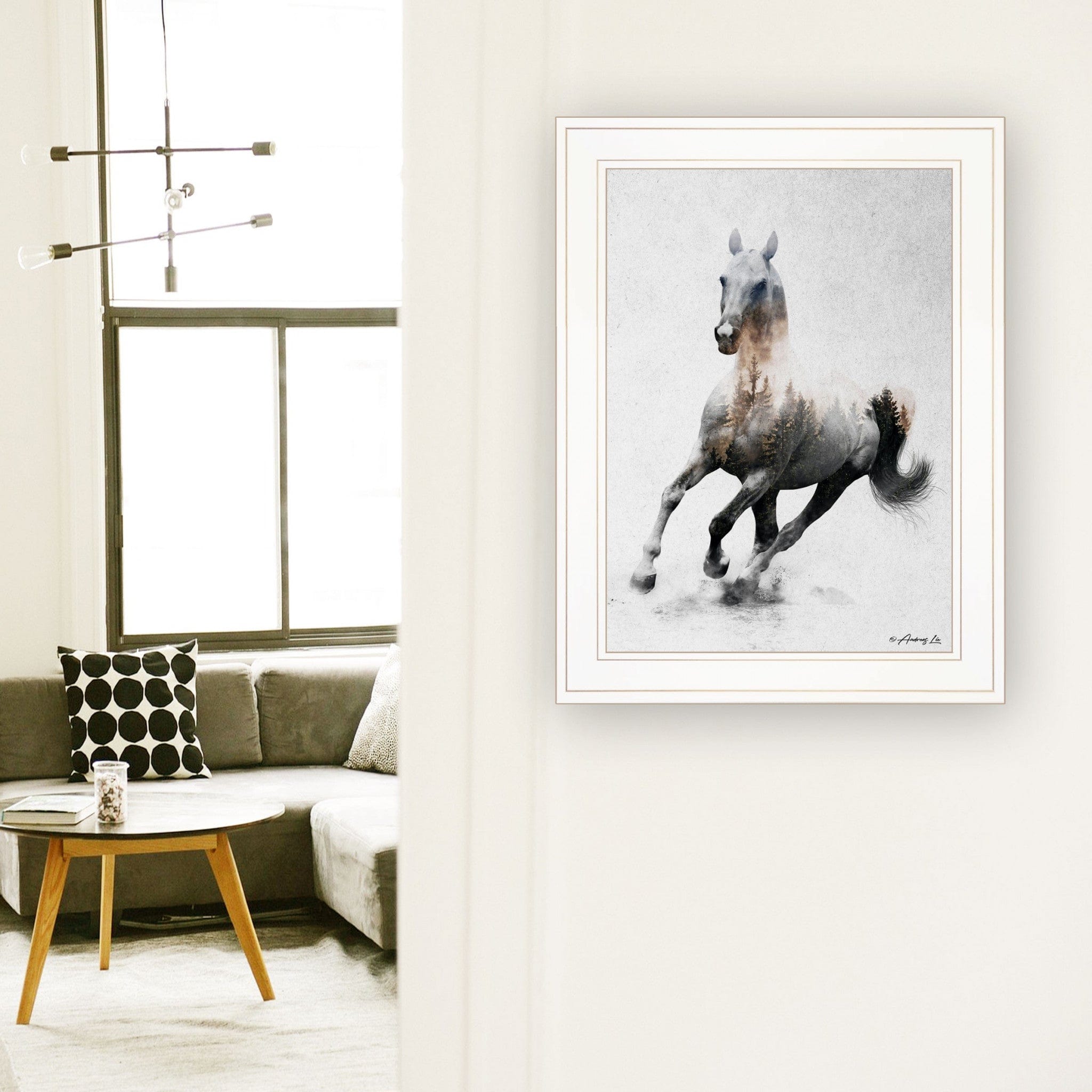 Galloping Stallion 1 White Framed Print Wall Art - Homeroots