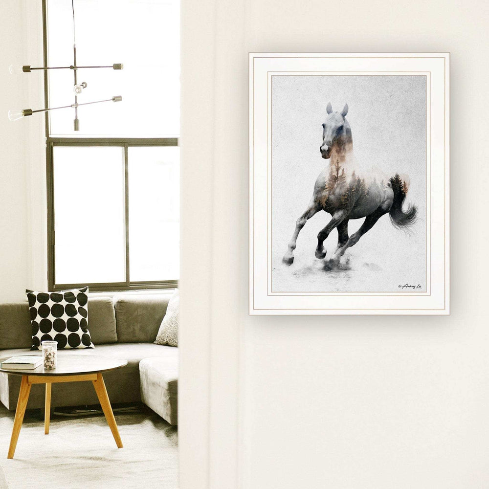 Galloping Stallion 1 White Framed Print Wall Art - Homeroots - Flyclothing LLC