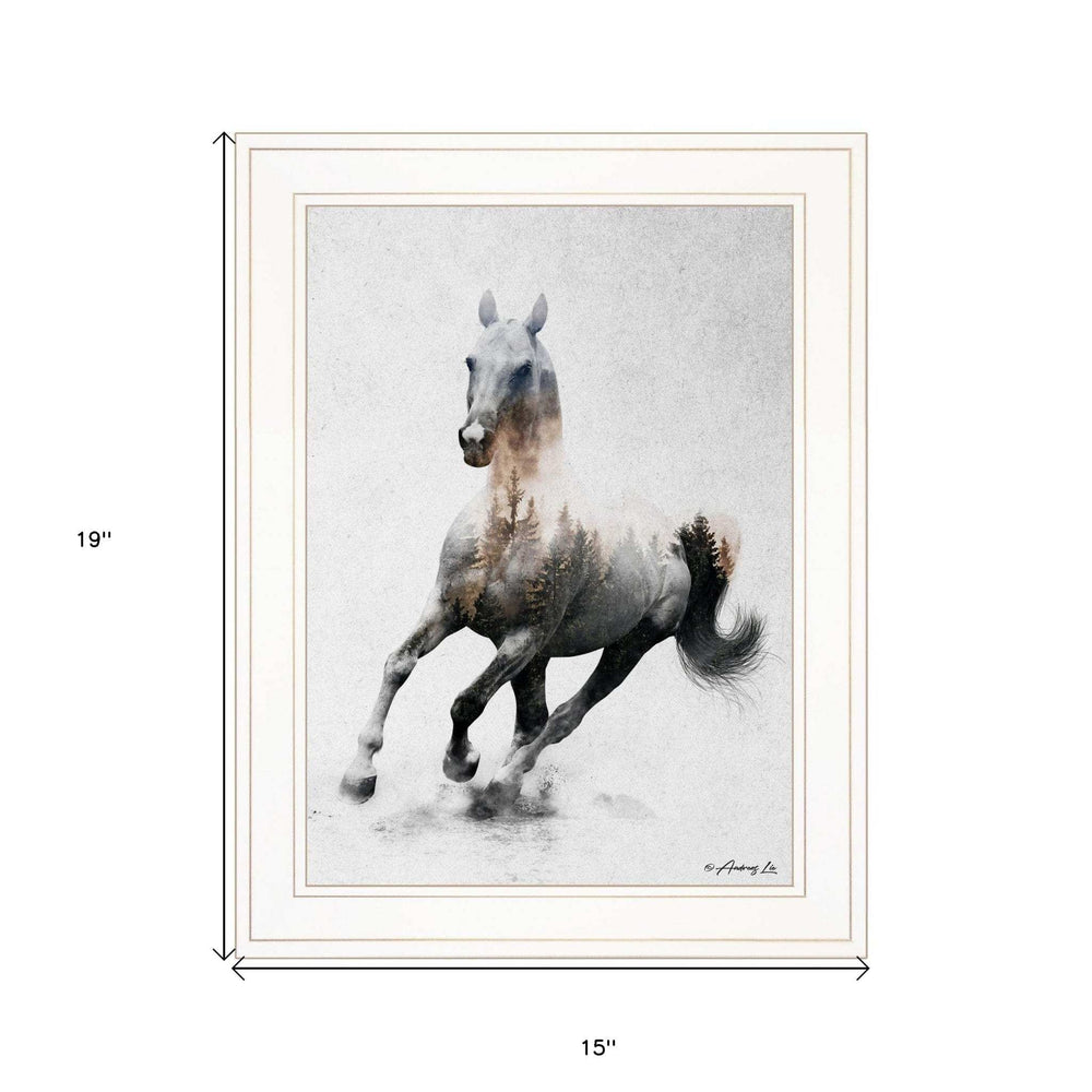 Galloping Stallion 1 White Framed Print Wall Art - Homeroots - Flyclothing LLC
