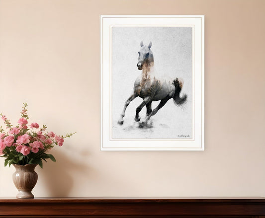 Galloping Stallion 1 White Framed Print Wall Art - Homeroots