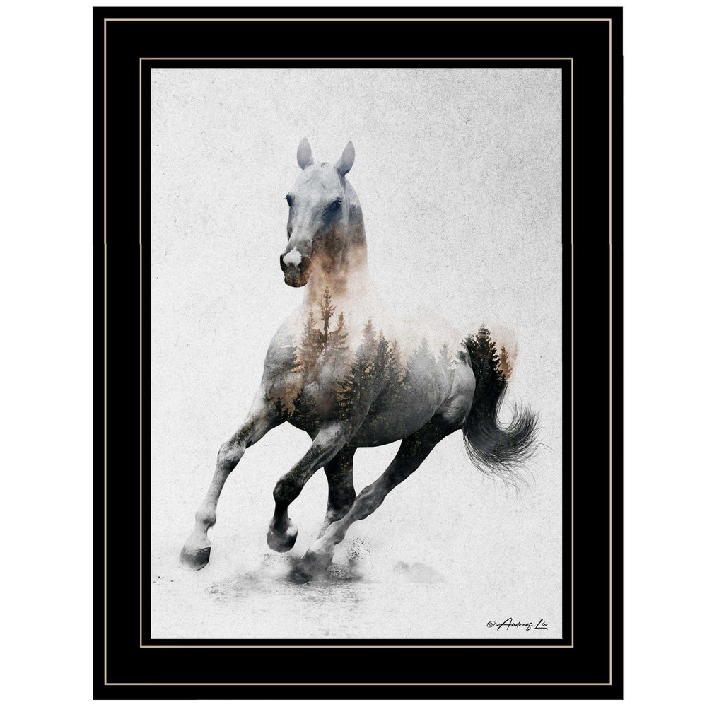 Galloping Stallion 2 Black Framed Print Wall Art - Homeroots - Flyclothing LLC
