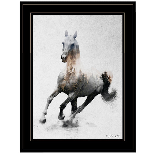 Galloping Stallion 2 Black Framed Print Wall Art - Homeroots