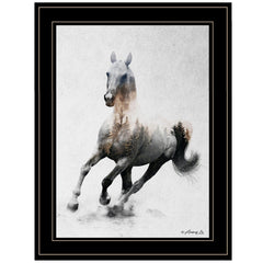 Galloping Stallion 2 Black Framed Print Wall Art - Homeroots