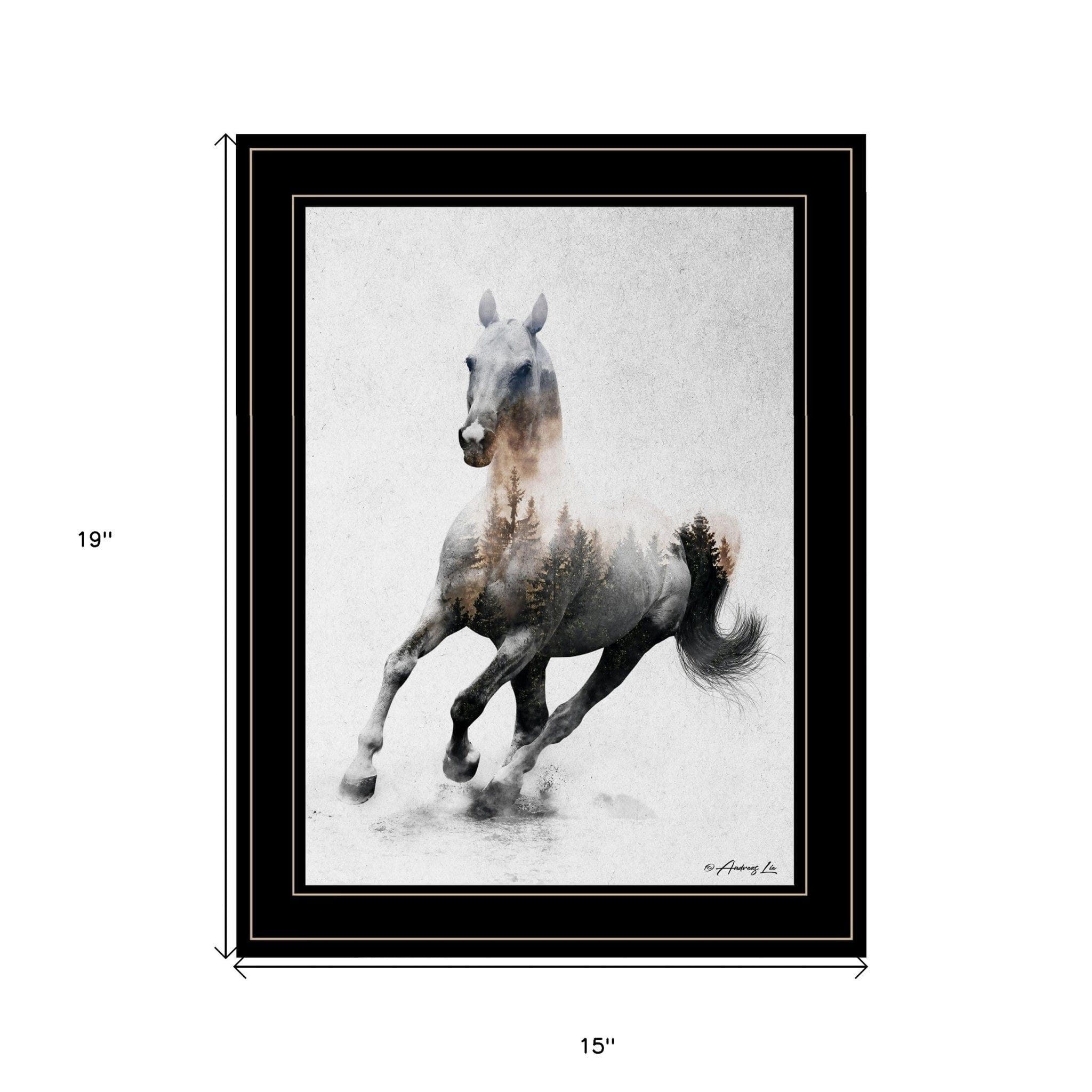 Galloping Stallion 2 Black Framed Print Wall Art - Homeroots