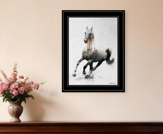 Galloping Stallion 2 Black Framed Print Wall Art - Homeroots