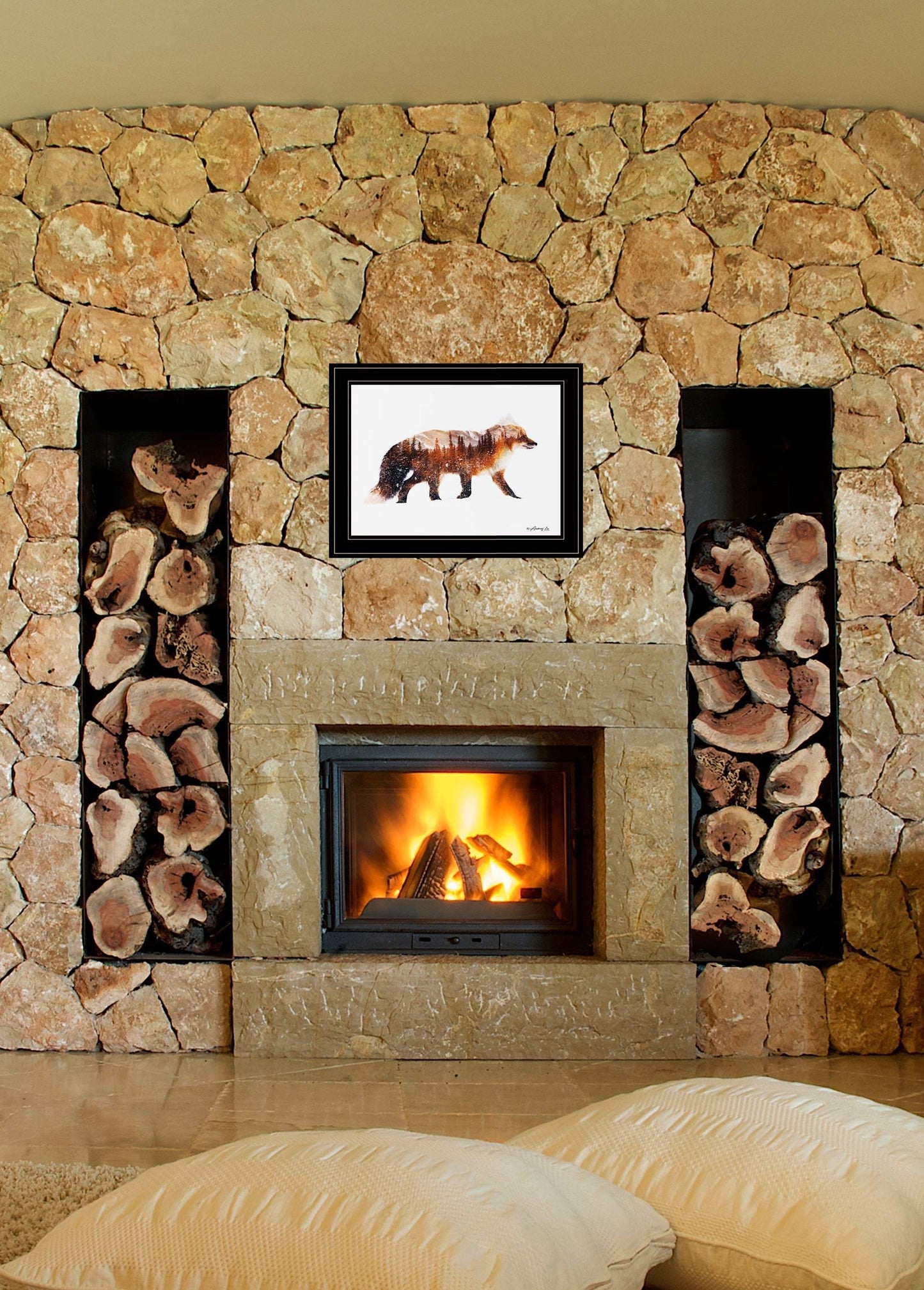 Arctic Red Fox 2 Black Framed Print Wall Art - Homeroots - Flyclothing LLC