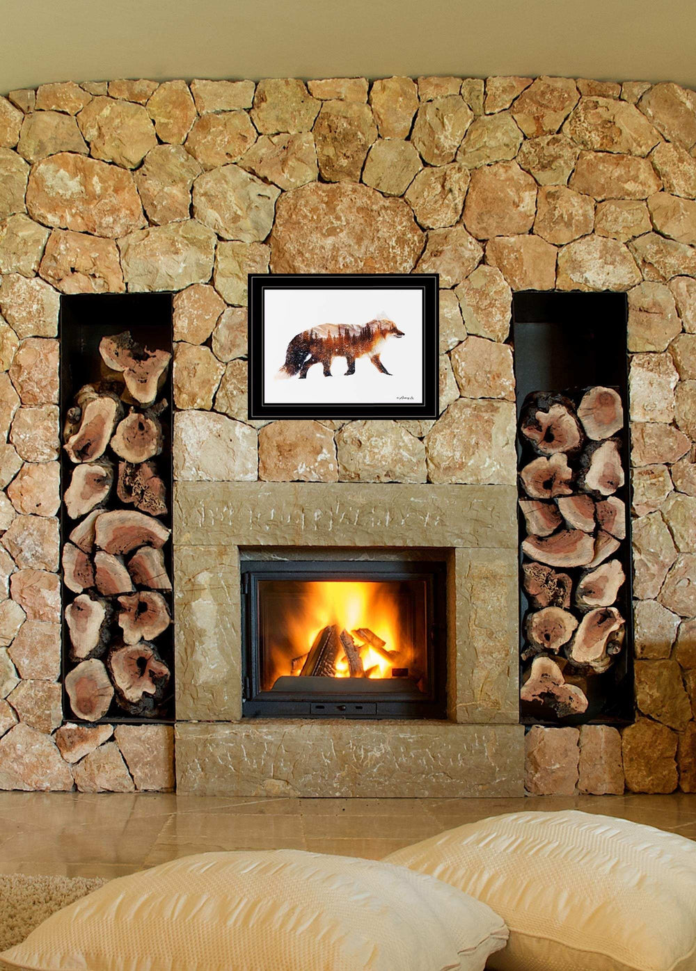 Arctic Red Fox 2 Black Framed Print Wall Art - Homeroots - Flyclothing LLC