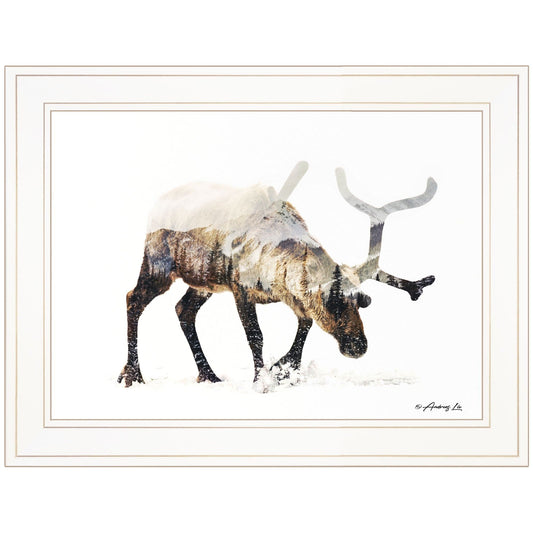 Arctic Reindeer 1 White Framed Print Wall Art - Homeroots