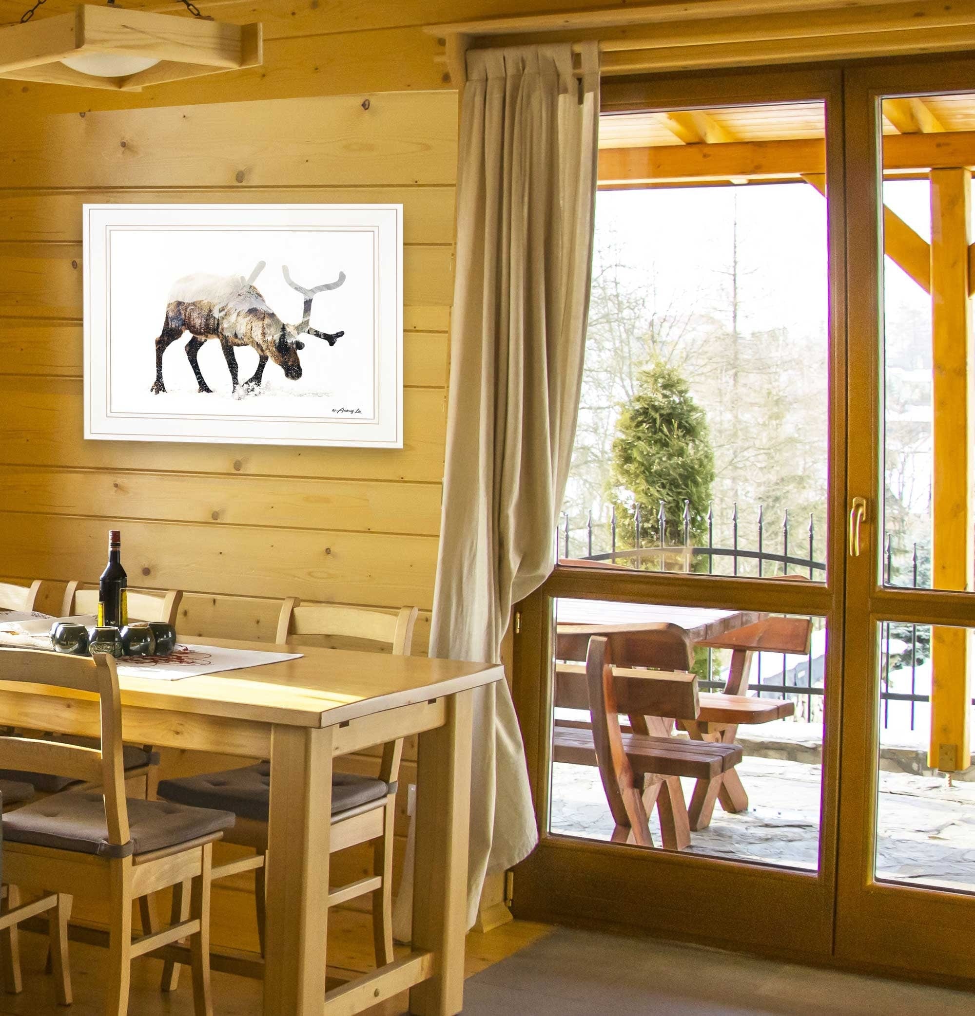 Arctic Reindeer 1 White Framed Print Wall Art - Homeroots