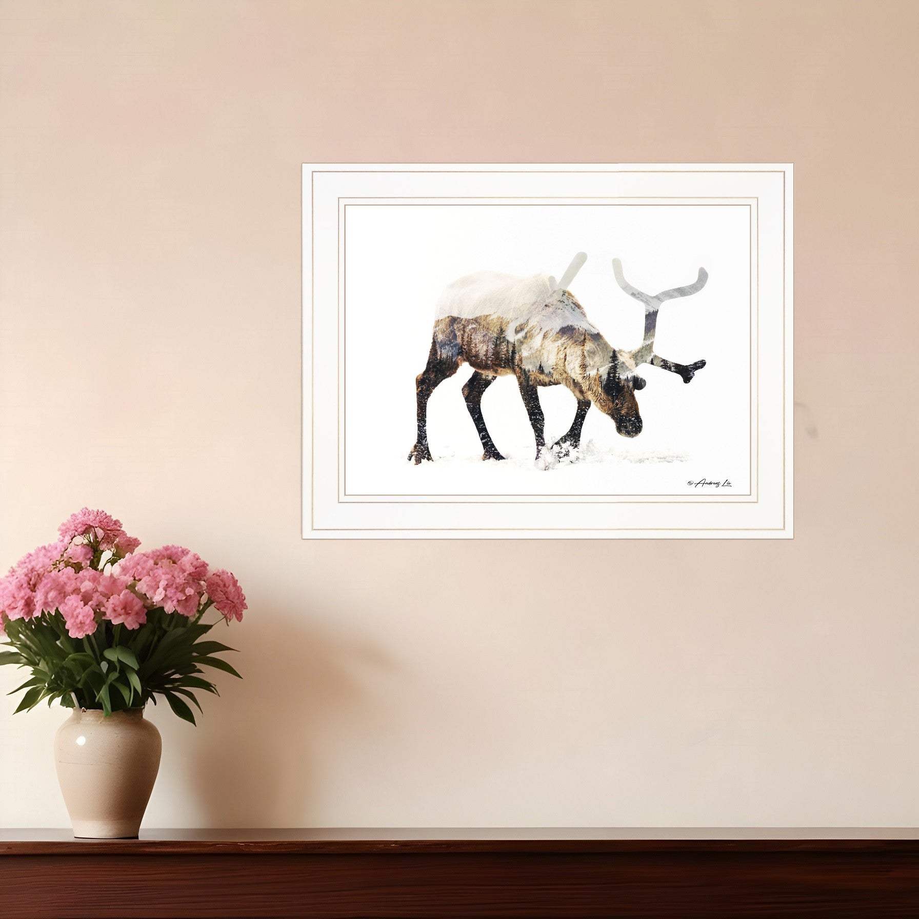 Arctic Reindeer 1 White Framed Print Wall Art - Homeroots - Flyclothing LLC