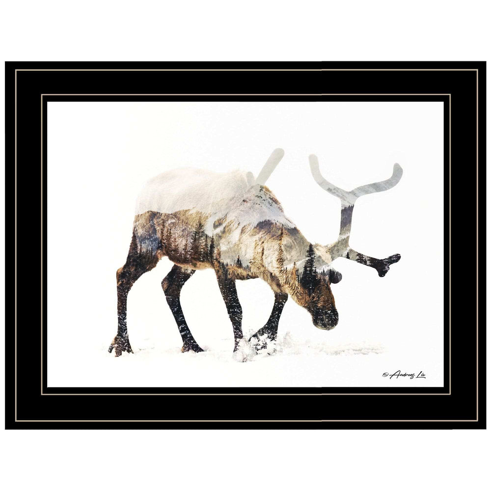 Arctic Reindeer 2 Black Framed Print Wall Art - Homeroots - Flyclothing LLC