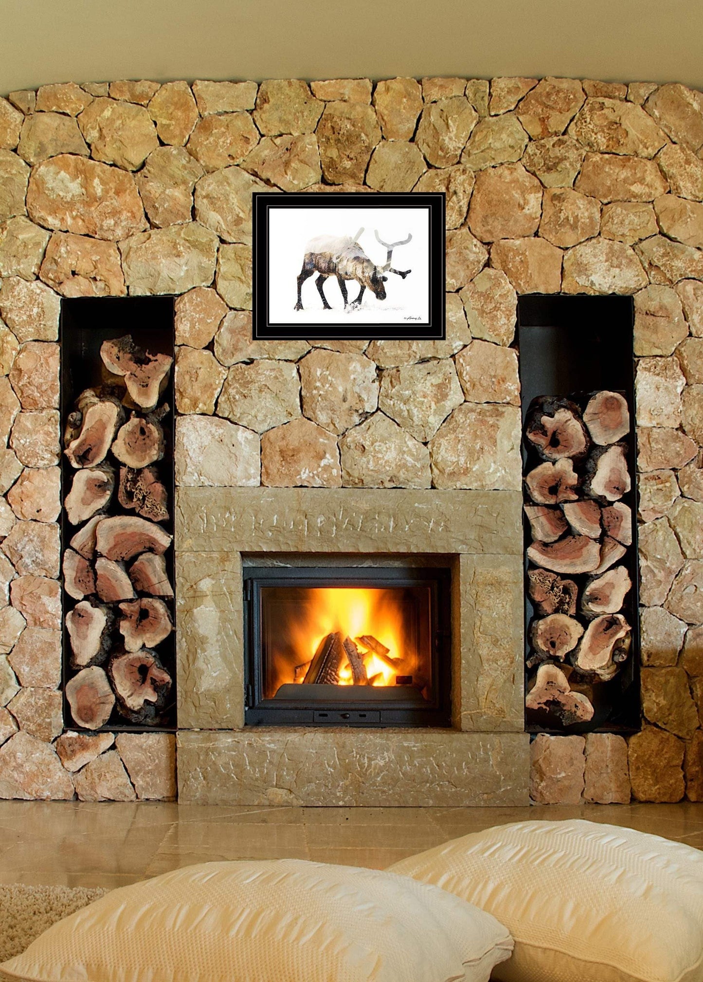 Arctic Reindeer 2 Black Framed Print Wall Art - Homeroots - Flyclothing LLC
