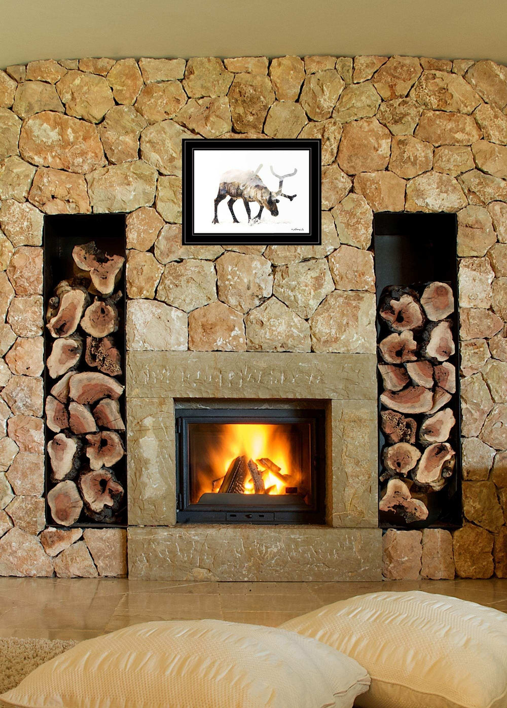 Arctic Reindeer 2 Black Framed Print Wall Art - Homeroots - Flyclothing LLC