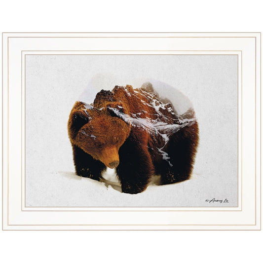 Bear in the Mountains 1 White Framed Print Wall Art - Homeroots