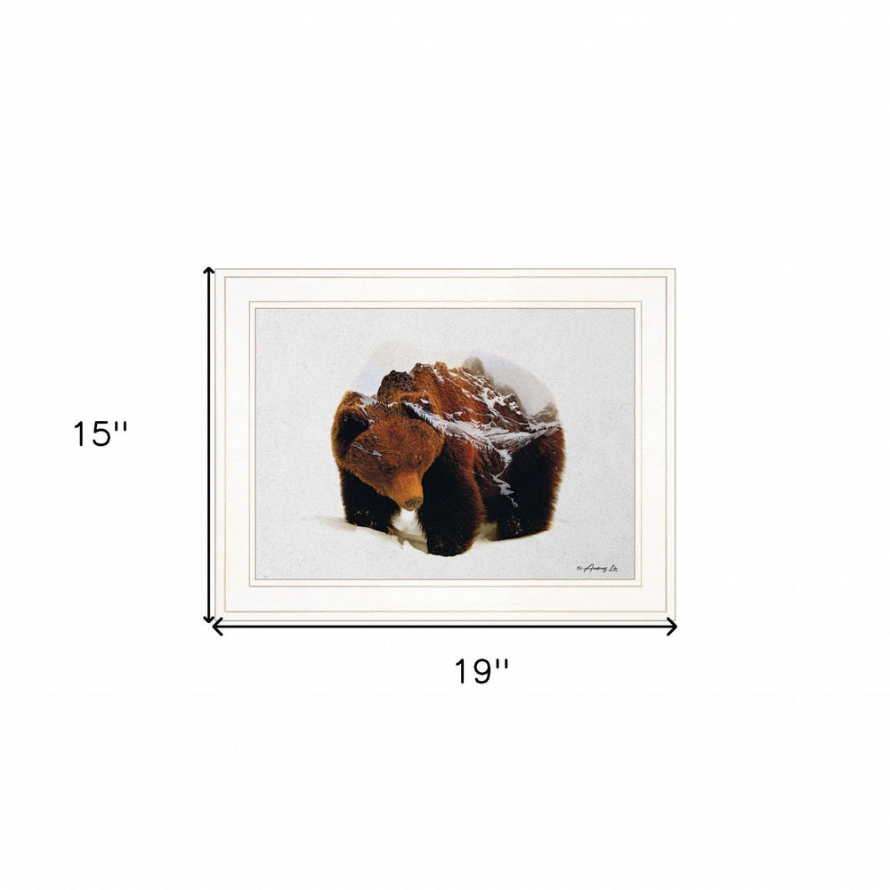 Bear in the Mountains 1 White Framed Print Wall Art - Homeroots - Flyclothing LLC