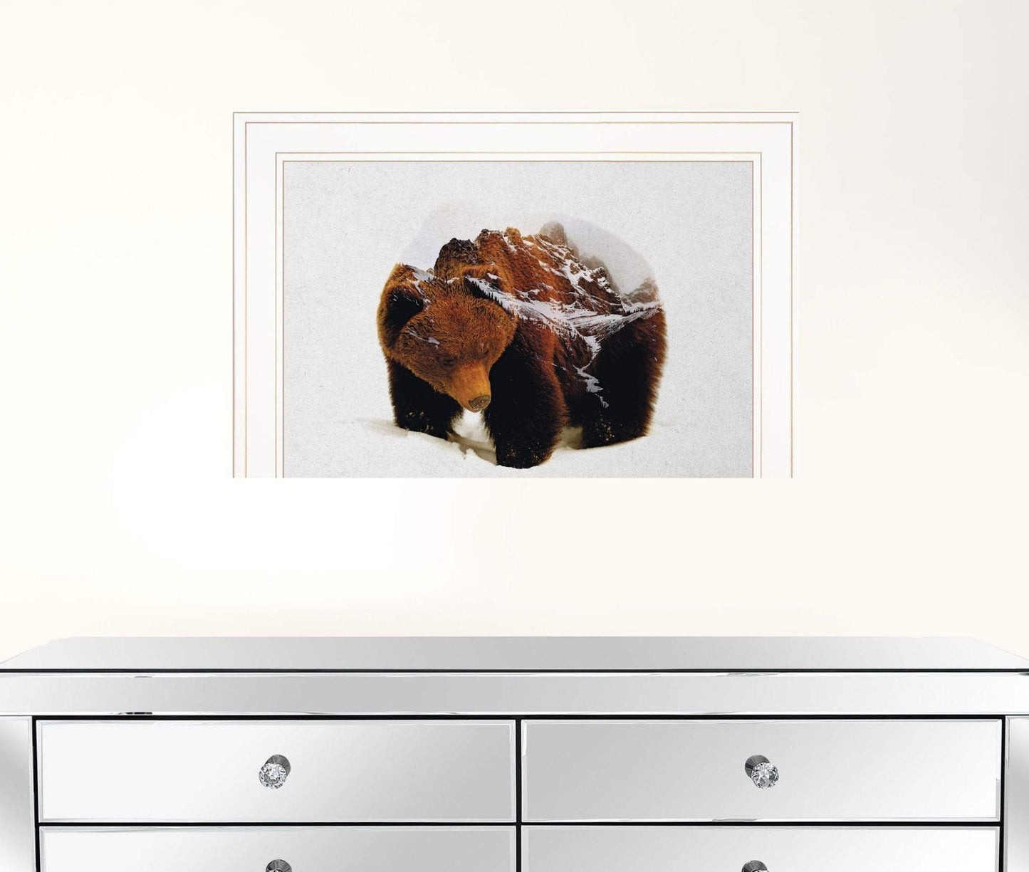 Bear in the Mountains 1 White Framed Print Wall Art - Homeroots - Flyclothing LLC