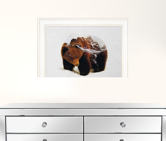 Bear in the Mountains 1 White Framed Print Wall Art - Homeroots