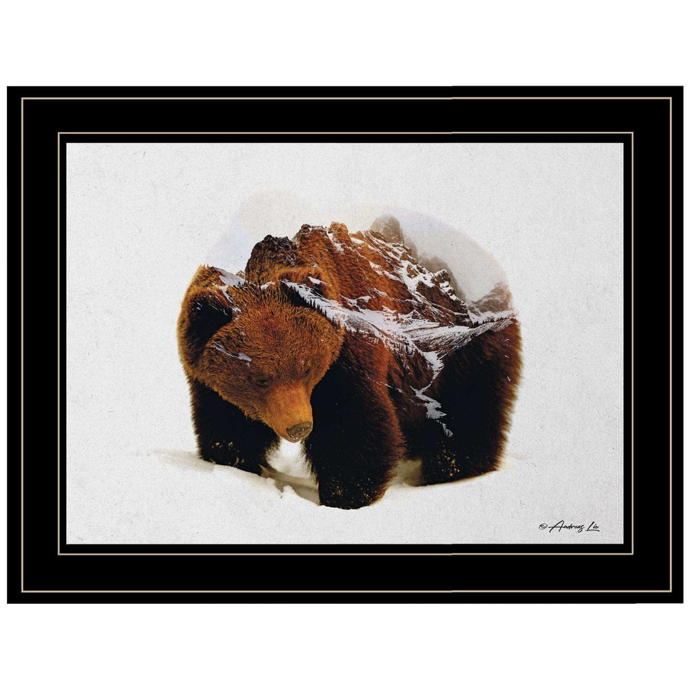 Bear in the Mountains 2 Black Framed Print Wall Art - Homeroots - Flyclothing LLC