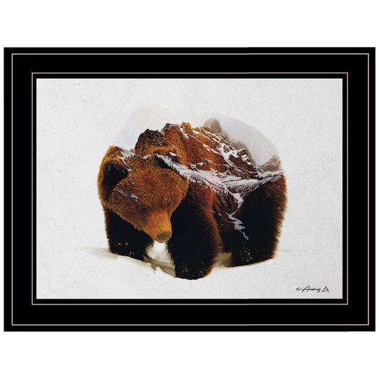 Bear in the Mountains 2 Black Framed Print Wall Art - Homeroots