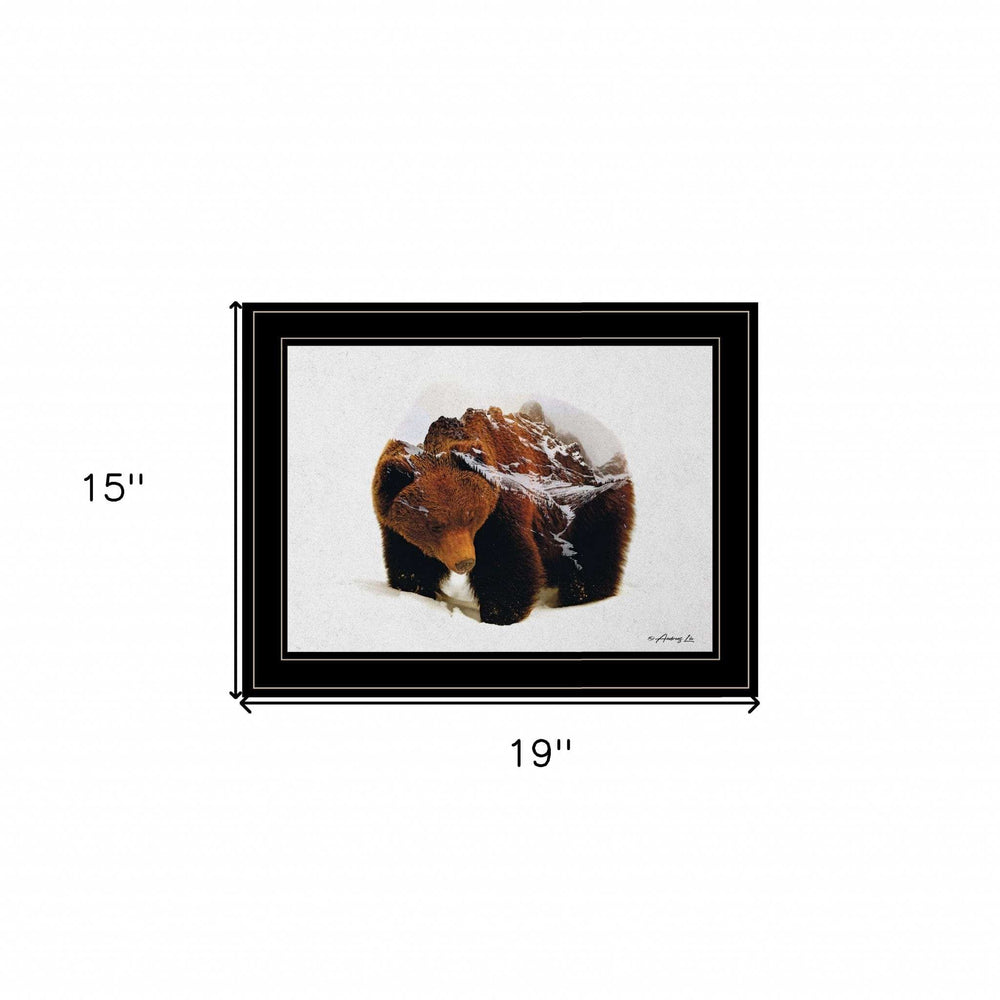 Bear in the Mountains 2 Black Framed Print Wall Art - Homeroots - Flyclothing LLC