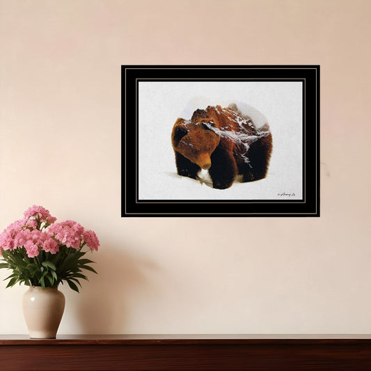 Bear in the Mountains 2 Black Framed Print Wall Art - Homeroots