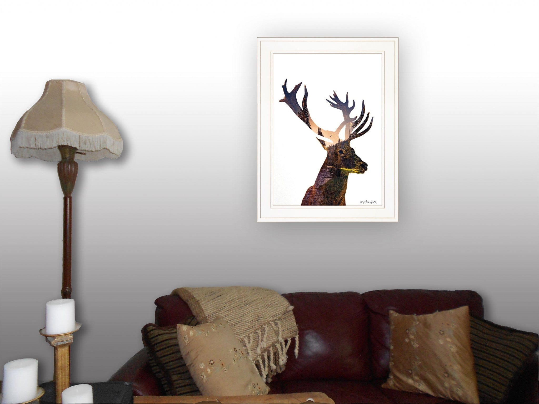 Deer in the Forest 1 White Framed Print Wall Art - Homeroots