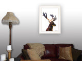Deer in the Forest 1 White Framed Print Wall Art - Homeroots