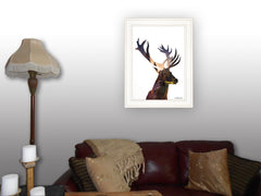 Deer in the Forest 1 White Framed Print Wall Art - Homeroots