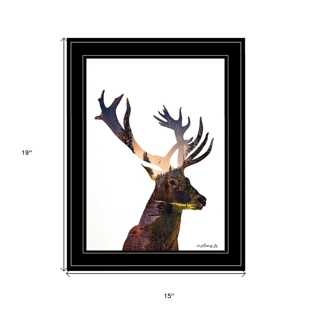 Deer in the Forest 2 Black Framed Print Wall Art - Homeroots - Flyclothing LLC