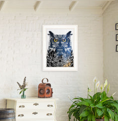 Night Owl 2 White Framed Print Wall Art - Homeroots