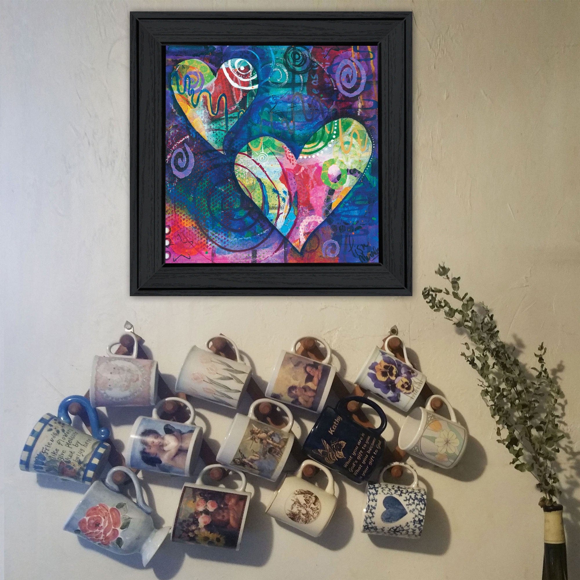 Hearts Black Framed Print Wall Art - Homeroots