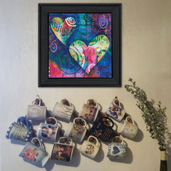 Hearts Black Framed Print Wall Art - Homeroots