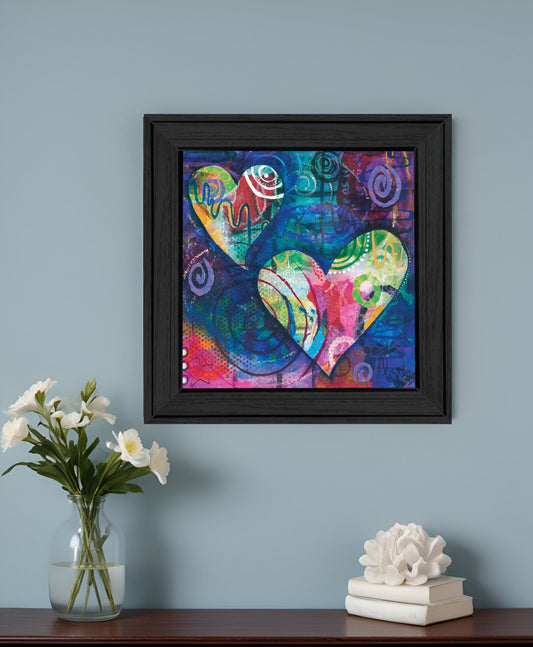 Hearts Black Framed Print Wall Art - Homeroots