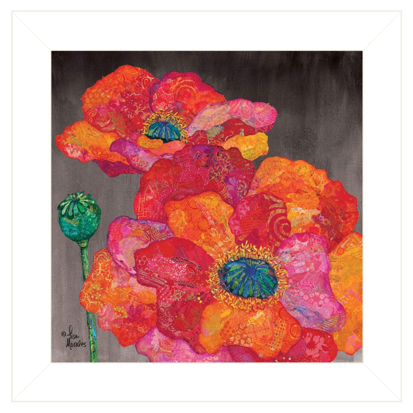 Blooms on Black II 1 White Framed Print Wall Art - Homeroots - Flyclothing LLC