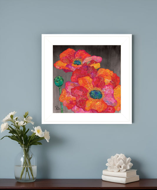 Blooms on Black II 1 White Framed Print Wall Art - Homeroots