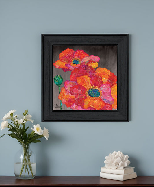 Blooms on Black II 2 Black Framed Print Wall Art - Homeroots